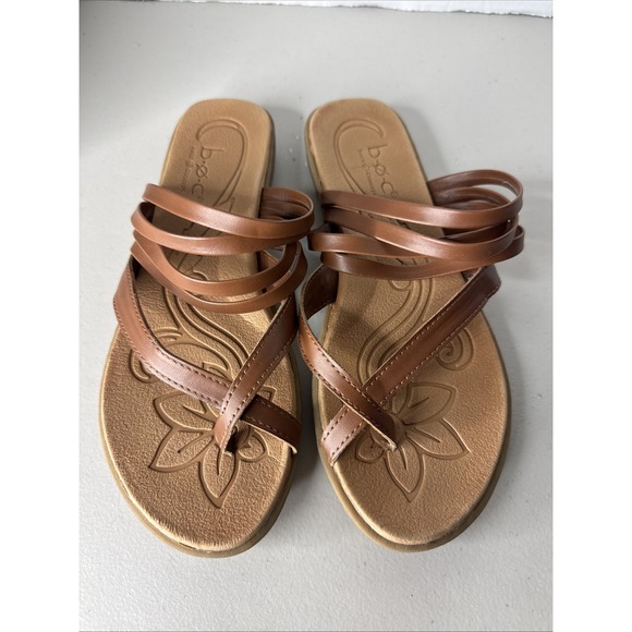 BOC Womens Brown Lightweight Alisha Round Toe Wedge Slip On Sandals Shoes Sz 9M - Picture 1 of 10